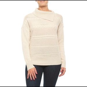 NWT RACHEL ZOE Split Neck Luxurious soft 100% Cashmere Sweater Cable Knit S